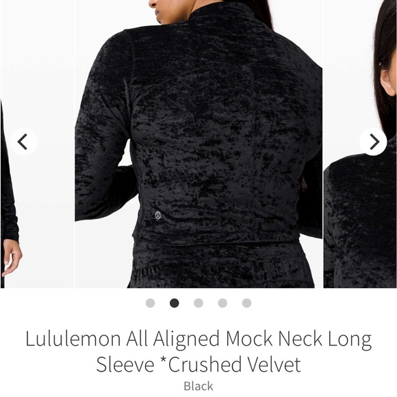 Lululemon All Aligned Mock Neck Long Sleeve *Crushed Velvet Velour Black Sz 8 - Picture 2 of 6